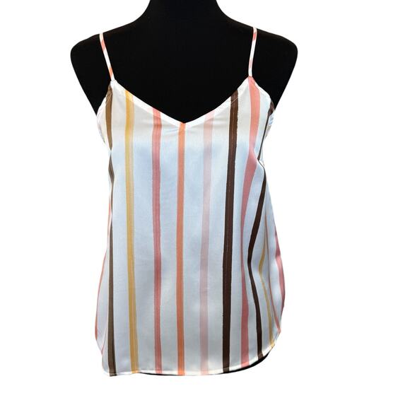 New ~ HALOGEN ~ Striped V neck Spaghetti Strap Top Size XS - Picture 1 of 5